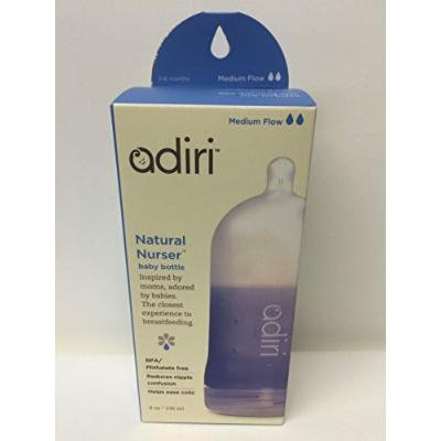 Adiri BPA Free Natural Nurser Bottle Stage 2 Blue, Medium Flow (3-6 months)