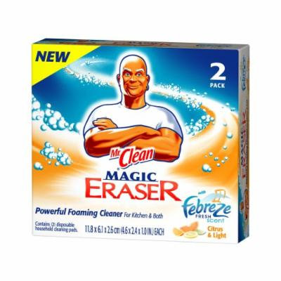 Mr. Clean Magic Eraser Foaming Cleaner Cleaning Pads, Febreze Fresh Scent Citrus & Light, 2-Count Boxes (Pack of 6)