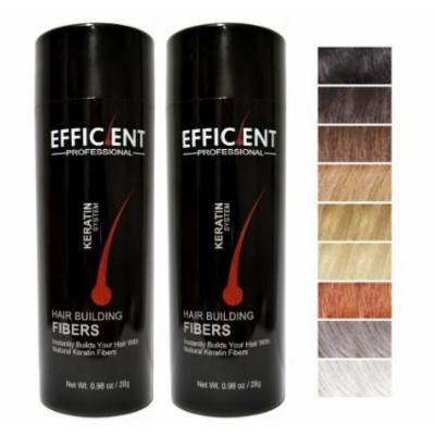 2 of EFFICIENT Keratin Hair Building Fibers, Hair Loss Concealer Net Wt. 28gm / 0.98 oz (Medium Blonde)