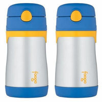 Thermos Foogo Phases Leak Proof Stainless Steel Straw Bottle, 10 Ounce - 2 Pack (Blue/Yellow)