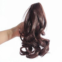 HOT Womens Hairpiece Wavy Curly Claw Hair Ponytail Clip-on Short Hair Extensions (Dark Brwon)