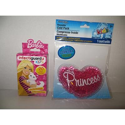 Reusable Cold Boo Boo Pack + Bandages for Kids - Heart Princess + Barbie Bandages