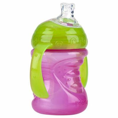 Nuby 2 Handle Super Spout No Spill Cup, Pink/Green, 8 Ounce