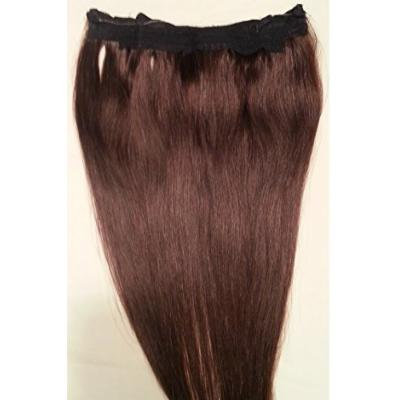 18inches 100% Human Hair Extensions, Halo Style (ONE PIECE NO CLIP) with an adjustable invisible wire (Fishing String) #2 Darkest Brown