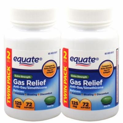 Equate Extra Strength 125 mg Gas Relief, 72-softgels Bottle (Pack of 2)