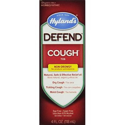 Hyland's Defend Non-Drowsy Natural Cough Syrup, Natural Relief of Dry, Tickling, and Moist Coughs, 4 Ounce (6 Pack)