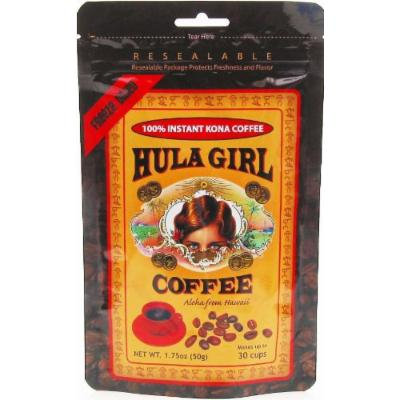 Hula Girl 100% Kona Coffee Freeze Dried Instant 1.75 oz Bag (Pack of 6)
