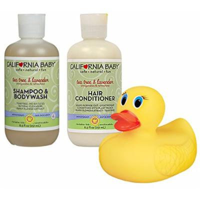 California Baby Tea Tree & Lavender Shampoo & Body Wash with Conditioner & Heat Sensing Bath Duck