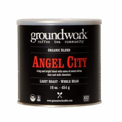 Groundwork Coffee, Organic Angel City, Whole Bean, 16 Ounce Cans (Pack of 2)