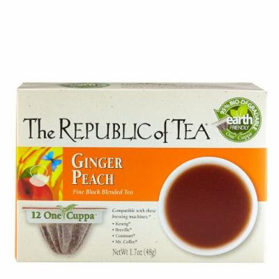 The Republic Of Tea One Cuppa Single Serve Cups, Ginger Peach Black Tea, 24 Count, 95% Biodegradable