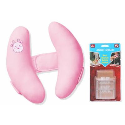 Angel Guard Seat Buckle Safety Guard 2 Pack with Cradler Head Support, Pink