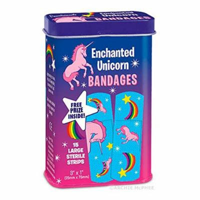 15 Pack Enchanted Unicorn Adhesive Bandages Tin w/ Prize