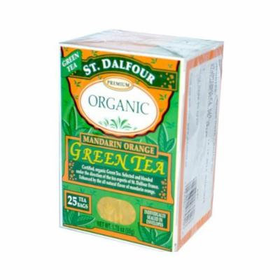 ST. DALFOUR Organic Green Tea, Tea Bags, Mandarin Orange, 1.75 Ounce Bags, 25 Count Box