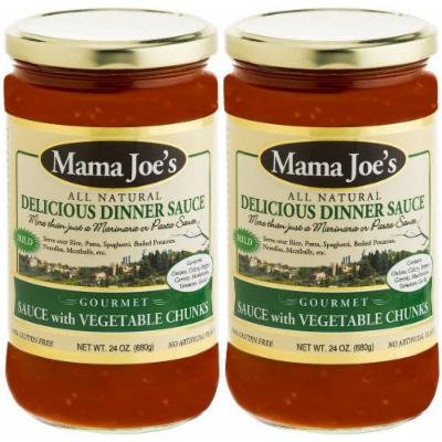 Mama Joe's Delicious Gourmet Sauce with Vegetable Chunks. MILD All Natural Gluten Free No High Fructose Corn Syrup Low Sodium (180mg) 2 Pack - 24oz Big Jars. Pasta Spaghetti Rice Potatoes Meatballs