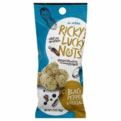 Rickys Lucky Nuts 1.75 oz. Dry Roasted Black Pepper & Sea Salt Peanuts, Case Of 12