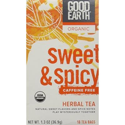 Good Earth Teas Organic Sweet and Spicy Caffeine Free Herbal 18 Tea Bags, 4 Count