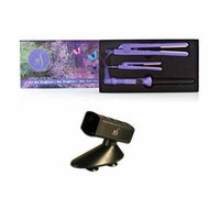 NIB Herstyler Purple Colorful Seasons Ceramic Flat Iron Hair Straightener, Mini Straightener & Baby Curls Grande Set w/ Free Tool Holder