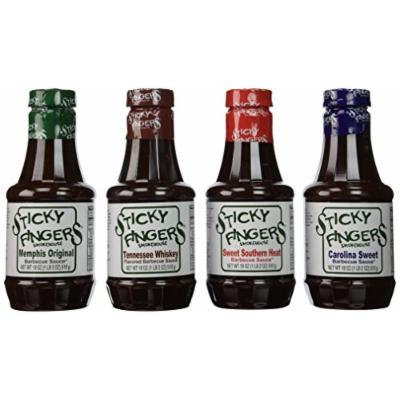 Bundle - 4 Items: Sticky Fingers BBQ Regional Flavors - Memphis Original, Tennessee Whiskey, Sweet Southern Heat, Carolina Sweet