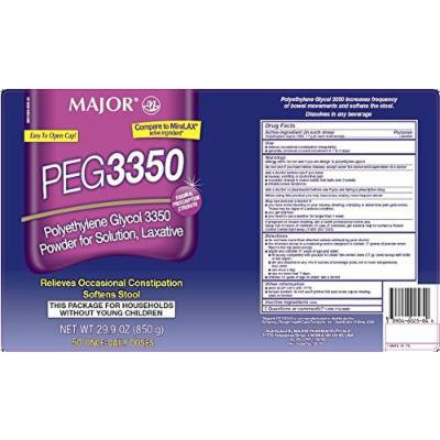 RUGBY® PEG3350® POLYETHYLENE GLYCOL POWDER FOR ORAL SOLUTION OSMOTIC LAXATIVE 29.9 OZ/850 GRAMS 50 ONCE DAILY DOSES *COMPARE TO THE EXACT SAME ACTIVE INGREDIENTS FOUND IN MIRALAX® AND SAVE!*