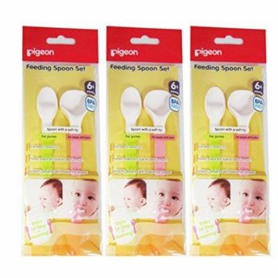PIGEON Baby Feeding Spoon Set Soft Tip Spoons Food and Soup Spoon x 3 Packs