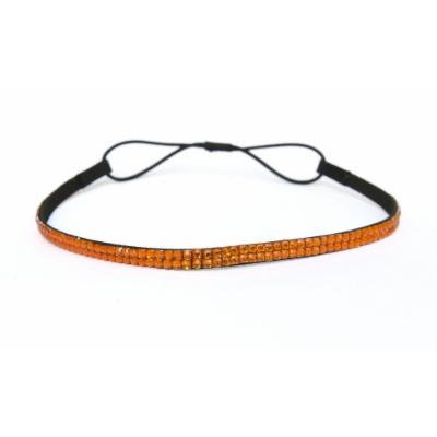 Two Row Bling Rhinestone Headband/ Elastic Stretch/ Rhinestone Hair Band Hair Accessory (Orange Thin Headband)