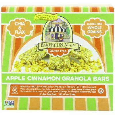 Bakery On Main Soft and Chewy Gluten Free Non-GMO Granola Bars, Apple Cinnamon, 5 Count (Pack of 3)