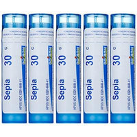 Boiron Homeopathic Medicine Sepia, 30C Pellets, 80-Count Tubes (Pack of 5)