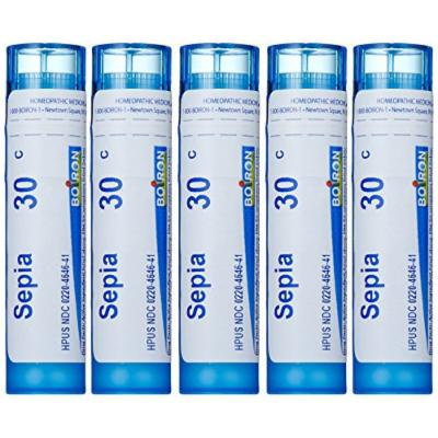 Boiron Homeopathic Medicine Sepia, 30C Pellets, 80-Count Tubes (Pack of 5)