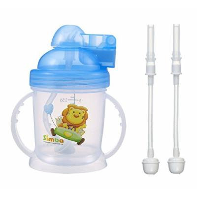 Simba Training Cup Bundle: 1 BPA Free Baby Training Cup w/ 360° Auto Straw (Blue, 6 oz) & 2 Training Cup Replacement Straws w/ Cleaning Brush