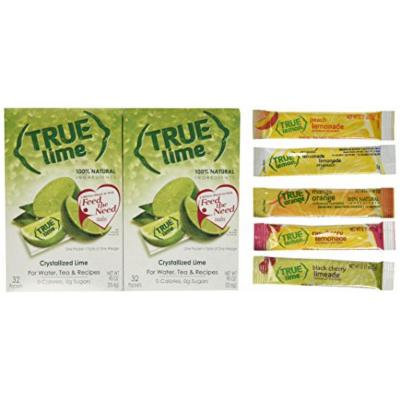 True Lime 32ct (2 pack). Plus Mini-Variety Pack of True Lemon Lemonade, Peach, Raspberry, Black Cherry, and Orange Mango. Natural Flavored Water Enhancer, Great beverage option for Paleo Diet, Adkin's Diet, and other healthly diet programs.