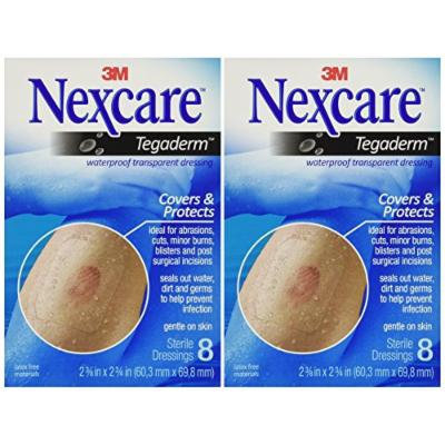 Nexcare Tegaderm Waterproof Transparent Dressing, 2-3/8 Inches X 2-3/4 Inches, 8 Count (Pack of 2)