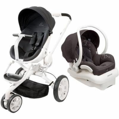 Quinny Moodd Stroller in Black Irony with 2015 Maxi-Cosi Mico Max 30 Infant Car Seat and Base, White/Black