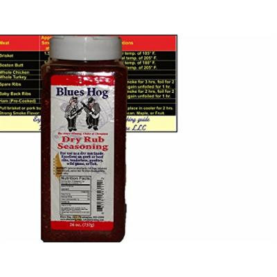 Blues Hog Barbeque BBQ Dry Rub Seasoning Large 26 oz (1.6 LB) Bottle with Complimentary Miniature Meat Smoking Guide Magnet Bundle