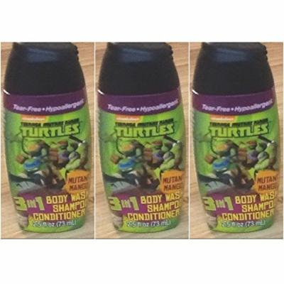 Teenage Mutant Ninja Turtles 3 in 1 Shampoo + Conditioner + Body Wash Travel Size 2.5 Oz (Pack Of 3)