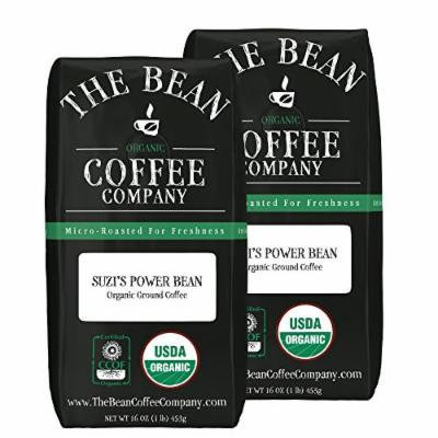 The Bean Coffee Company Suzi's Power Bean, Organic Ground, 16-Ounce Bags (Pack of 2)