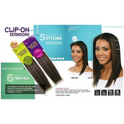 BOBBI BOSS 100% Human Hair CLIP-ON Extensions - Instant Length & Volume - 6 Pieces Single Pack (18