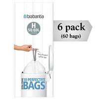 Brabantia 246784 Type H Roll of 10 Bin Liners, Fits Bins of 50-60 Liter (Pack of 6 Rolls)