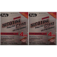 Nicotine Gum 4mg Sugar Free Coated Cinnamon Generic for Nicorette 100 Pieces per Box Pack of 2 Total 200 Pieces