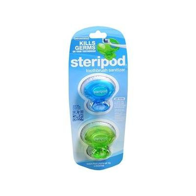 Steripod Clip-on Toothbrush Sanitizer 2 Pack Green and Blue