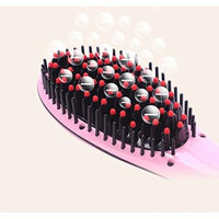 New Arrival Hot Electric Hair Straightener Comb LCD Iron Brush Auto Hair Massager Tool (Pink)
