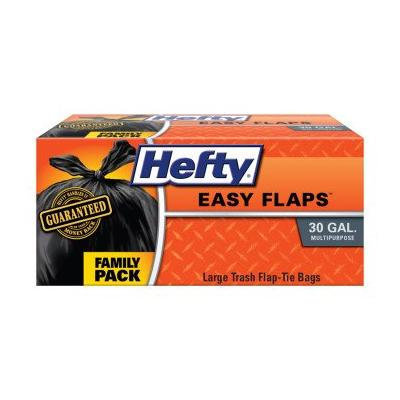 HEFTY TRASH BAGS LARGE 30 GAL EASY FLAPS 26 BAGS