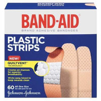 Band-Aid Plastic Brand Adhesive Bandages Plastic Strips, All One Size 60 ea