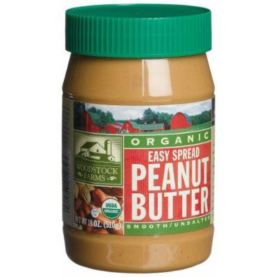 Woodstock Farms Organic Peanut Butter, Easy Spread, Smooth, No Salt, 18-Ounce Jars (Pack of 4)