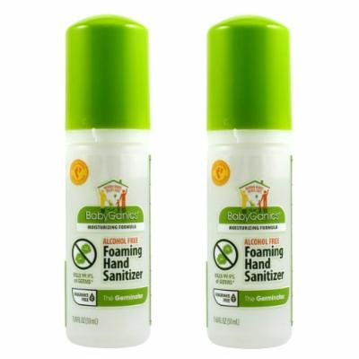 BabyGanics Alchohol Free Foaming Hand Sanitizer On-the-Go, 50 ml (1.69-Ounce) Bottles (Pack of 2)