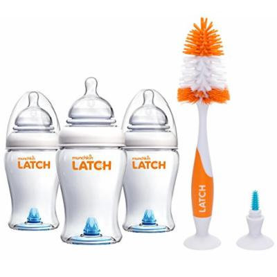 Munchkin Latch Anti-Colic 8 Ounce Baby Bottles with Deluxe Brush