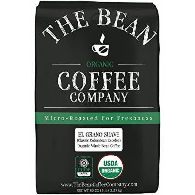 The Bean Coffee Company, El Grano Suave (Columbian Excelso) Organic Whole Bean Coffee, 5-Pound Bags