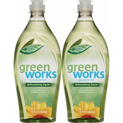 Green Works Natural Dishwashing Liquid Original Scent Value Pack, Pack of Two, 44 fl oz Total (Packaging May Vary)