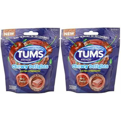 Tums Chewy Delights Soft Chews, Very Cherry, 32 Count (Pack of 2)