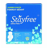 Stayfree Maxi Pads, Regular Ultra Thin with Wings, 48-Count Package
