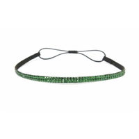 Two Row Bling Rhinestone Headband/ Elastic Stretch/ Rhinestone Hair Band Hair Accessory (Green)